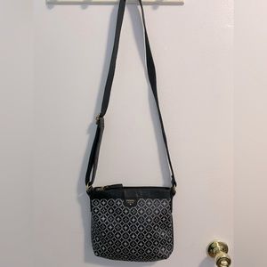 Fossil Coated Canvas Black/Gray Print Crossbody